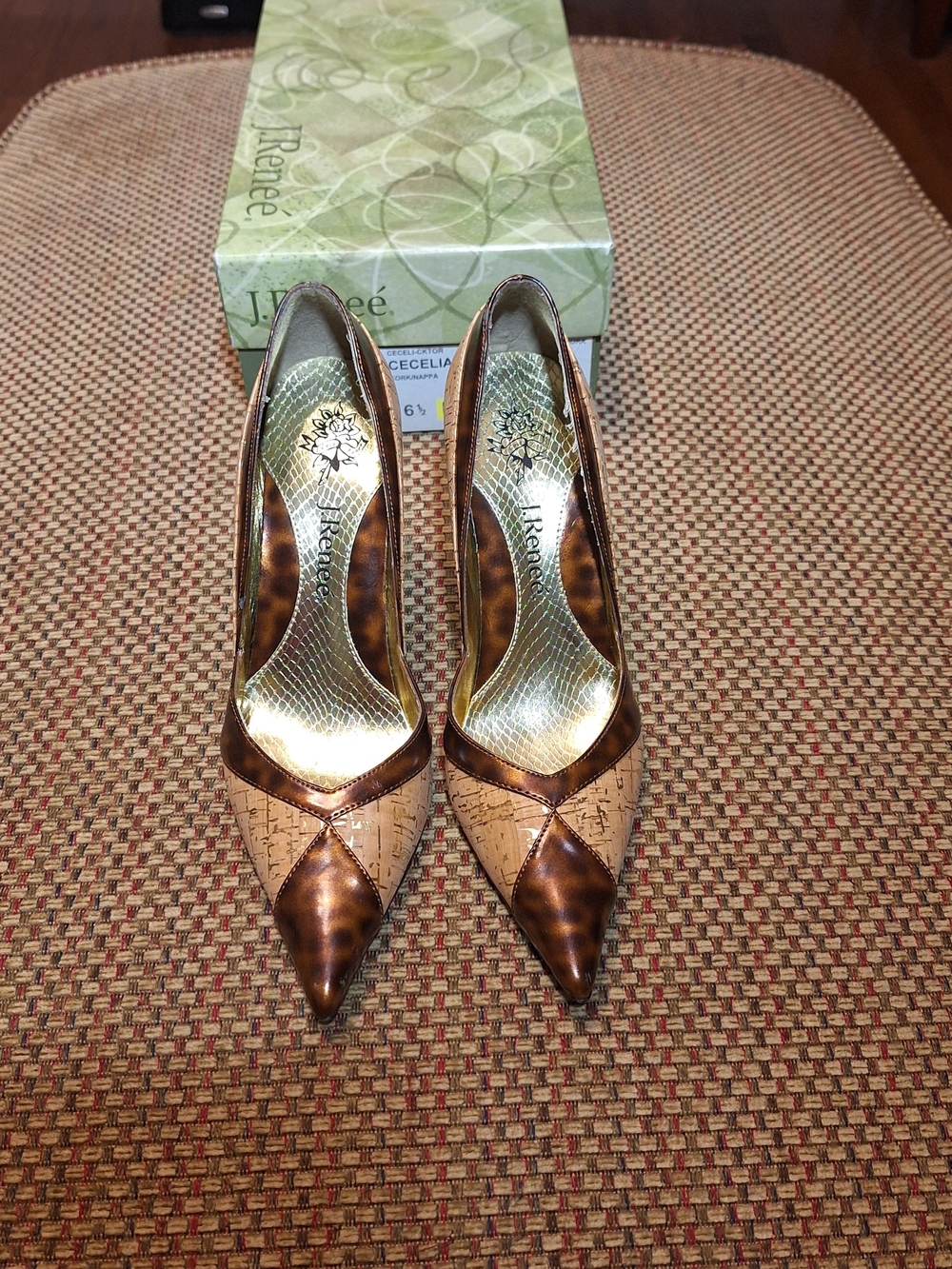 J.Renee Cecelia Tortoise & Natural Cork Pointed-Toe Women's Pumps